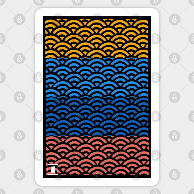 Retro Japanese Clouds Pattern RE:COLOR 03 Magnet by HCreatives